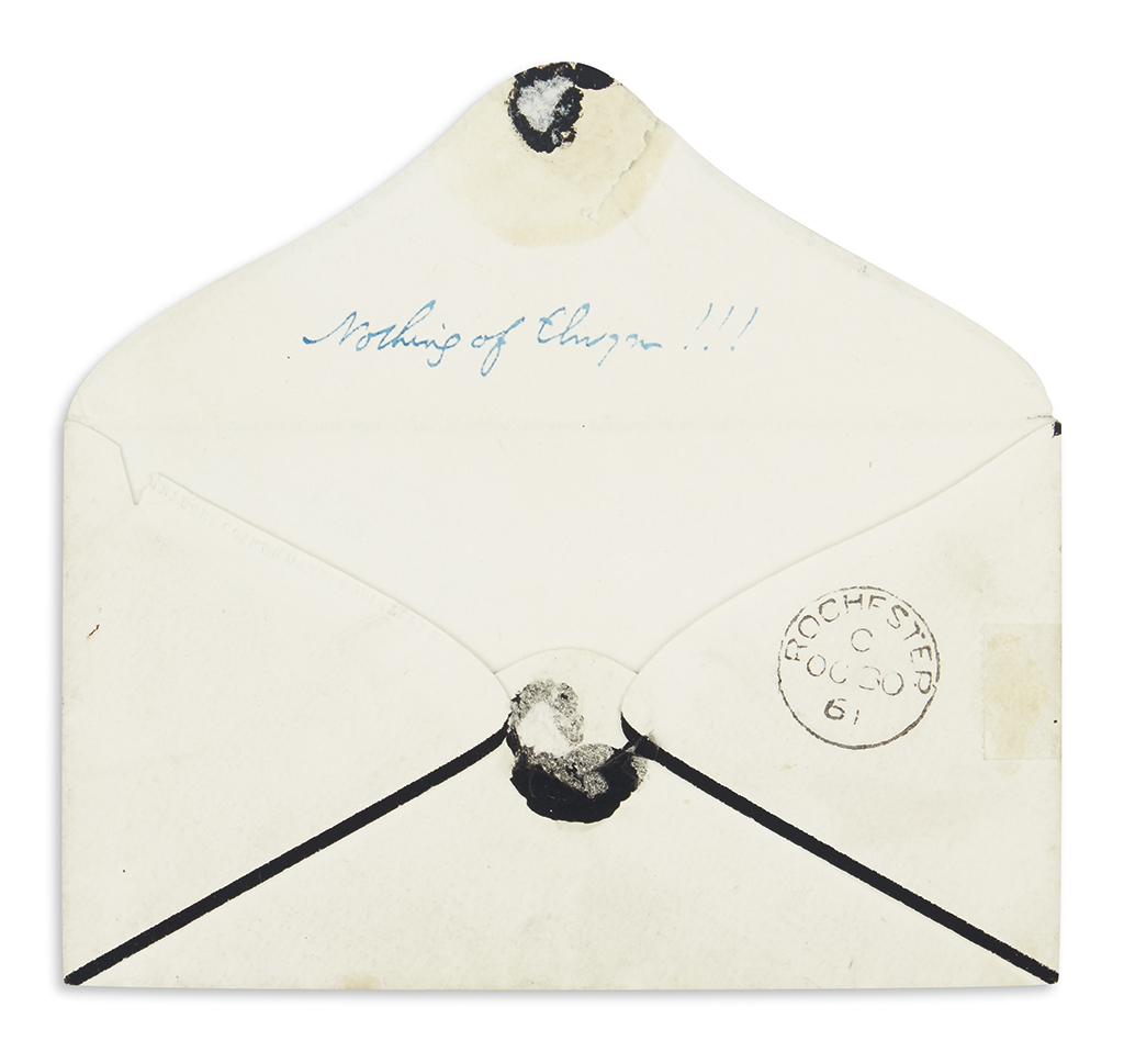 DICKENS, CHARLES. Envelope with holograph address Signed, CD, to his sister-in-law Georgina Hogarth:
